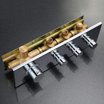 Modern Thermostatic 3-Function 3-Outlet Solid Brass Faucet Shower Valve & Trims